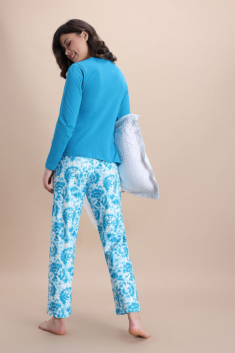 Zivame Knit Poly Pyjama Set - Hawiian Ocean — image 3